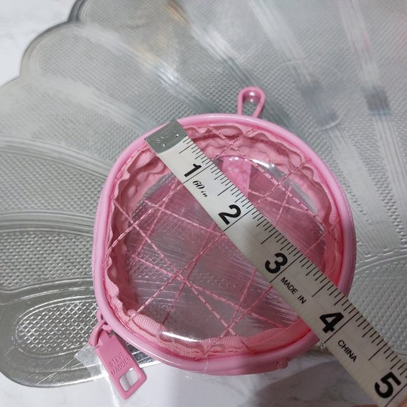 STEVE MADDEN Small Mini See Thru Pink Quilted Clip On Purse Coin Purse Mini Bag - Picture 7 of 7